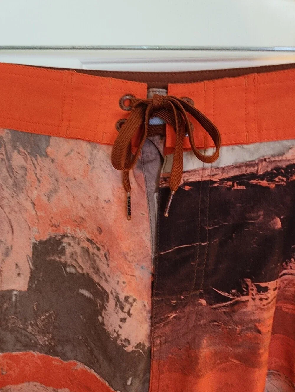 Prana High Seas Boardshorts Size 40 9in Inseam Orange Gray Gorpcore Swim Surf